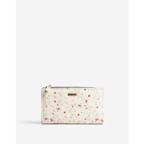 Billetera Fichero Con Cierre Estampado Flores