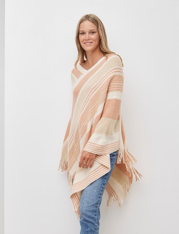 Poncho Lineas BEIGE/MULTI