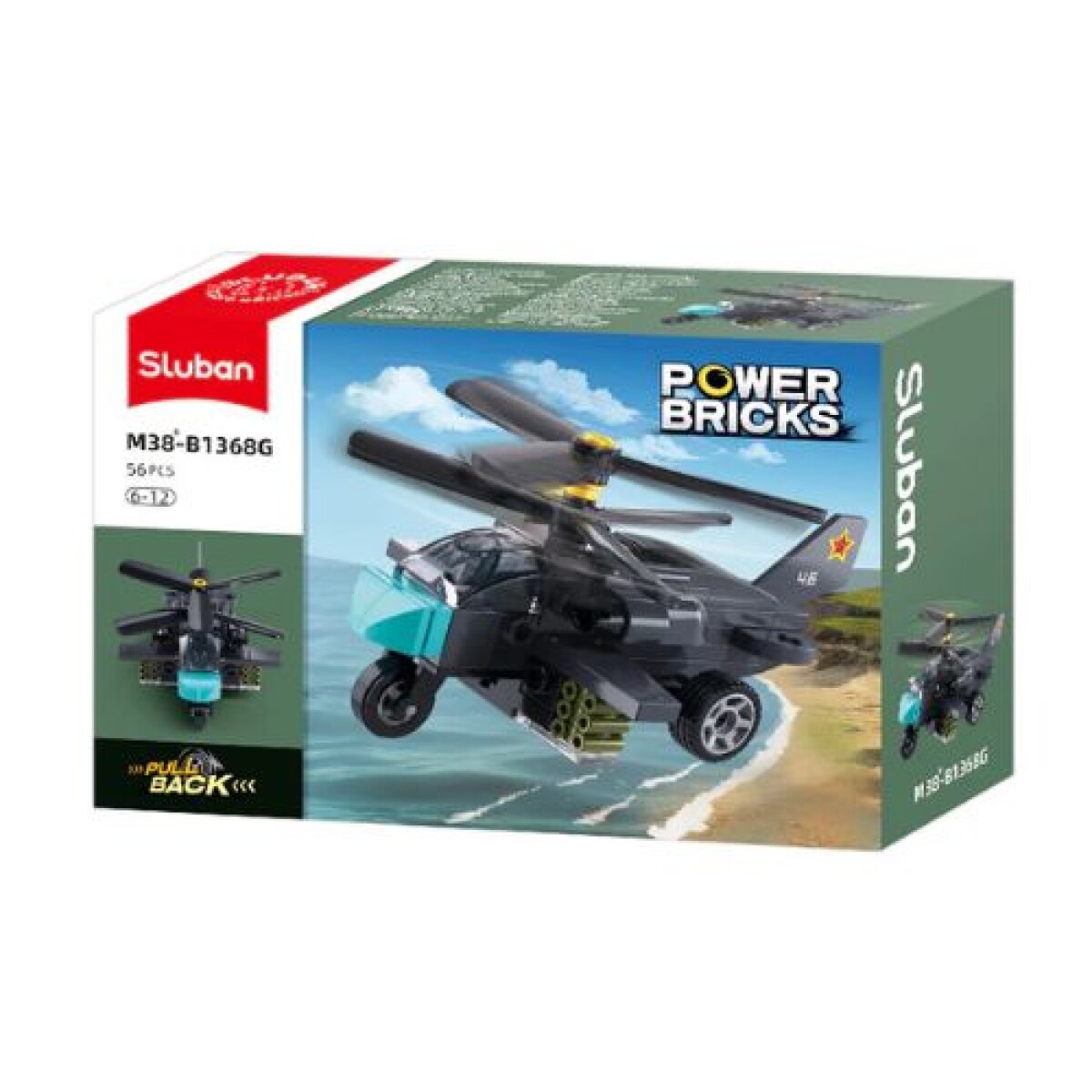 Sluban PowerBricks Pull Back - Helicoptero - Sluban Powerbricks Pull Back - Helicoptero 