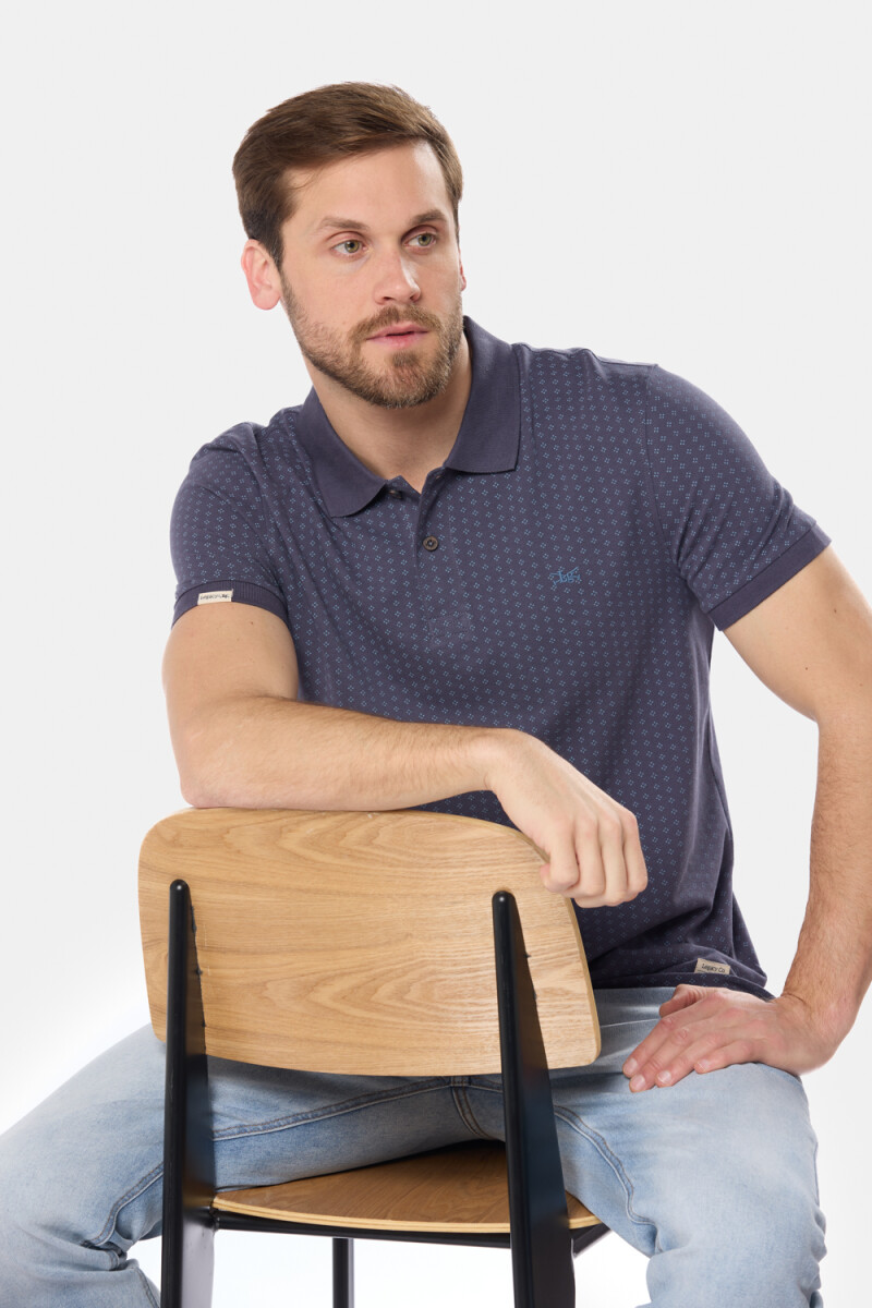 REMERA POLO ESTAMPADA - Azul 
