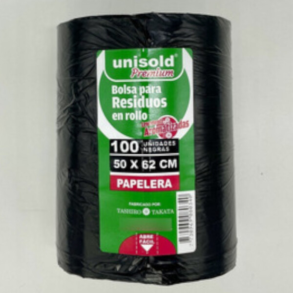 BOLSAS PARA RESIDUOS UNISOL EN ROLLO 50X62 CM. NEGRA NEGRO