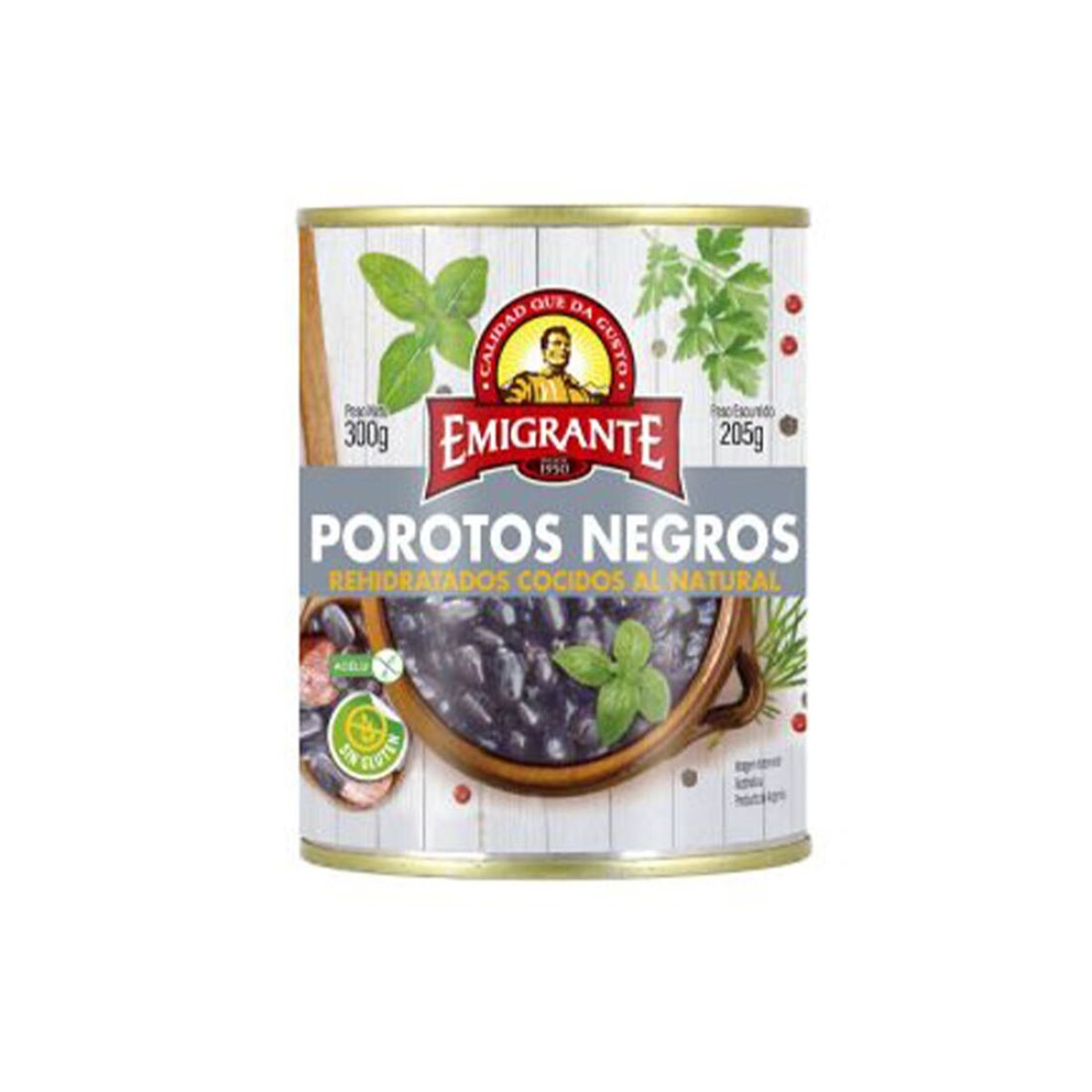 POROTOS NEGROS COCIDOS EMIGRANTE EN LATA 300G 