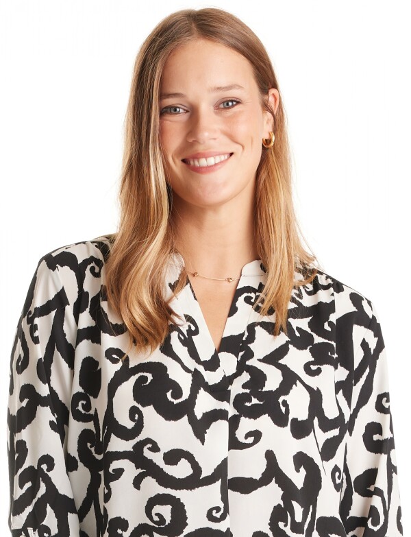 Blusa Escote V Print BLANCO/NEGRO