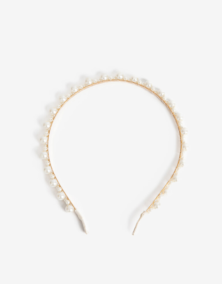 Vinchas Rígidas Perla Vincha Rígida Con Perlas - Blanco Crema