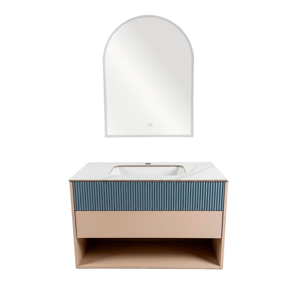 CONJUNTO DE BAÑO HABITARE MODELO SY2019-80 / MUEBLE + BACHA + ESPEJO C/ LUZ LED - 80 cm Conjunto De Baño Habitare Modelo Sy2019-80 / Mueble + Bacha + Espejo C/ Luz Led - 80 Cm