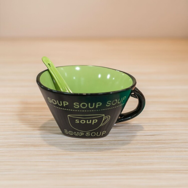 BOWL PARA SOPA CERAMICA CON CUCHARA 450ML BOWL PARA SOPA CERAMICA CON CUCHARA 450ML