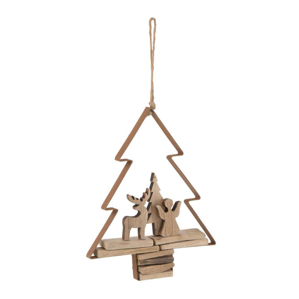 COLGANTE ÁRBOL NAVIDEÑO MADERA MARRON 25102