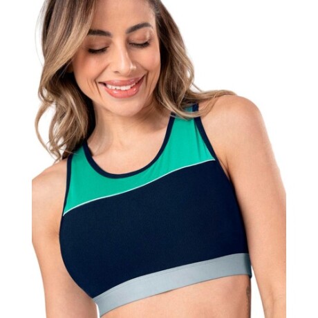 Top deportivo para Mujer Graphene Azul Marino con Verde Top deportivo para Mujer Graphene Azul Marino con Verde
