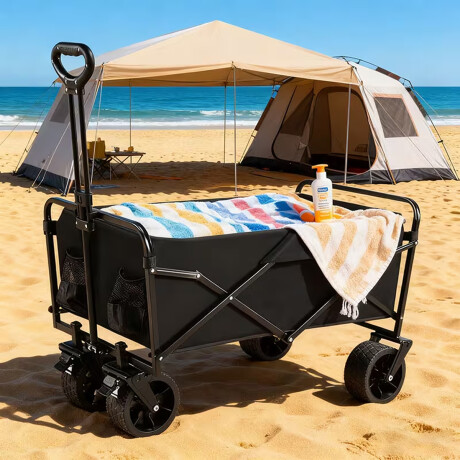 Carro de playa plegable 70x45x50cm Negro