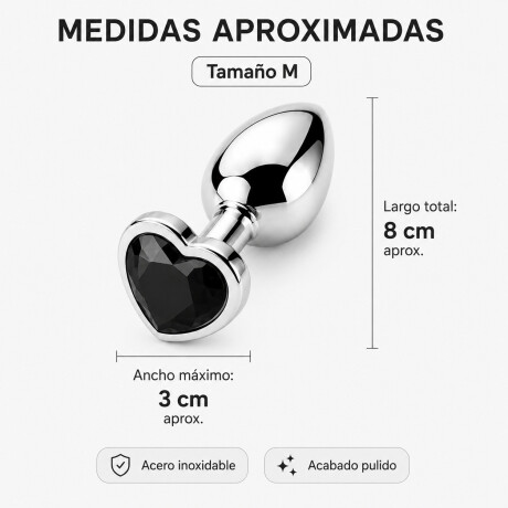 Plug Anal De Acero Con Rubí En Forma De Corazón Medium Plug Anal De Acero Con Rubí En Forma De Corazón Medium