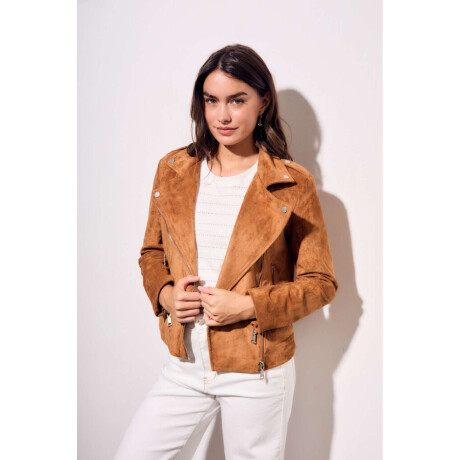 Campera Gamuza Cuero Vegano Camel