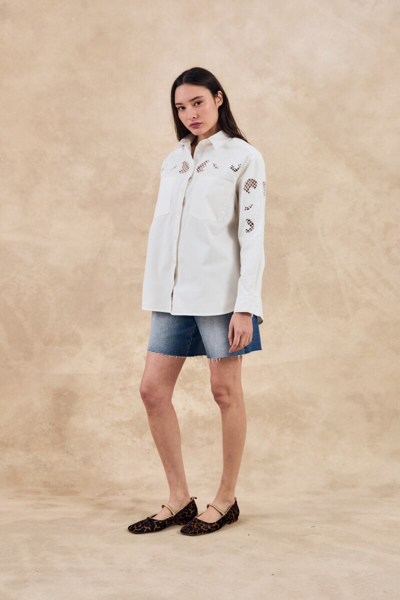 Sobrecamisa Con Bordado Crudo