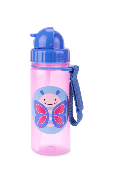 Botella con sorbito, diseño mariposa Botella con sorbito, diseño mariposa