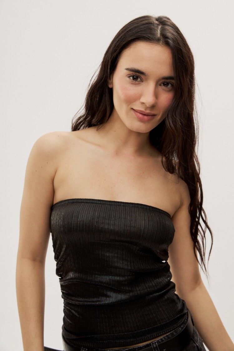 TOP PLATA Negro