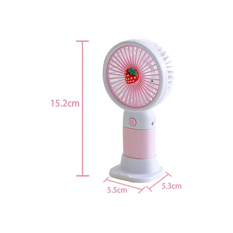 Ventilador portátil con diseño de fresa color rosa Ventilador Portátil Con Diseño De Fresa Color Rosa