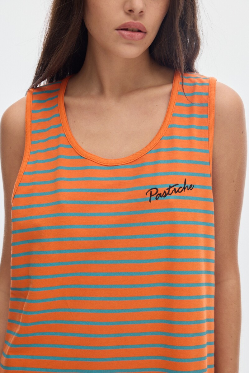 Muscu Playera Stripes Orange