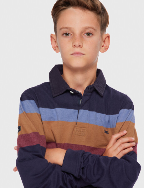 REMERA POLO RAYADA Azul