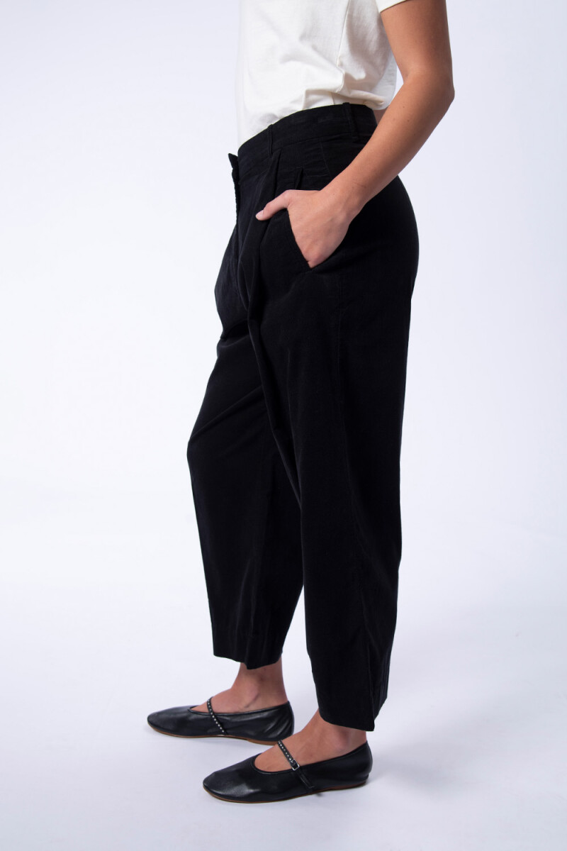 Pantalón de micropana ancho pinzas Negro
