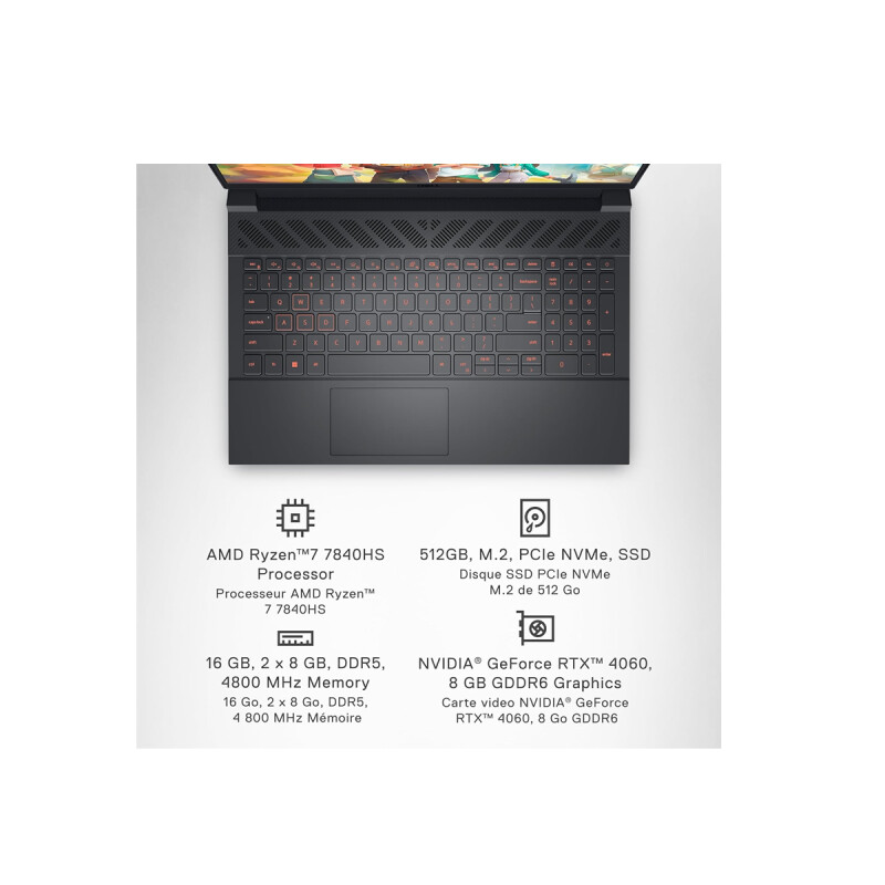 Notebook Gamer DELL Ryzen 7 5.1Ghz 16GB 512GB SSD 15.6" FHD RTX 4060 8GB Notebook Gamer DELL Ryzen 7 5.1Ghz 16GB 512GB SSD 15.6" FHD RTX 4060 8GB