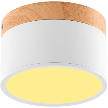 Plafón LED Techo 11 cm Madera Nórdico Luz Fría 10W Pack X 2 Blanco Cálida