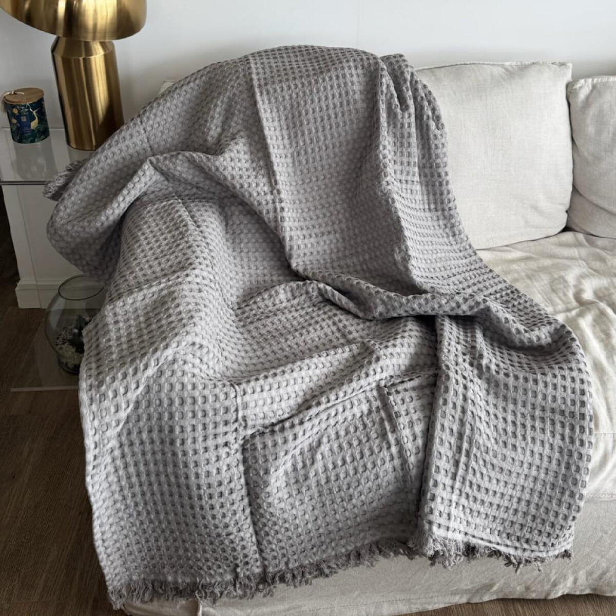 Manta para sillón y cama gris - 130 cm 
