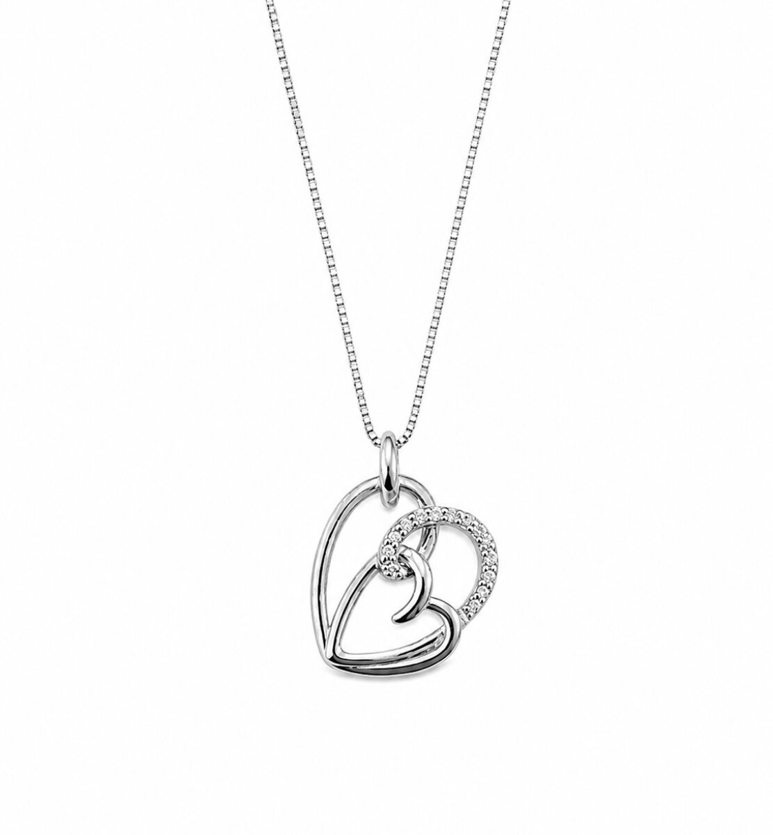 Cadena y colgante corazón doble calado 