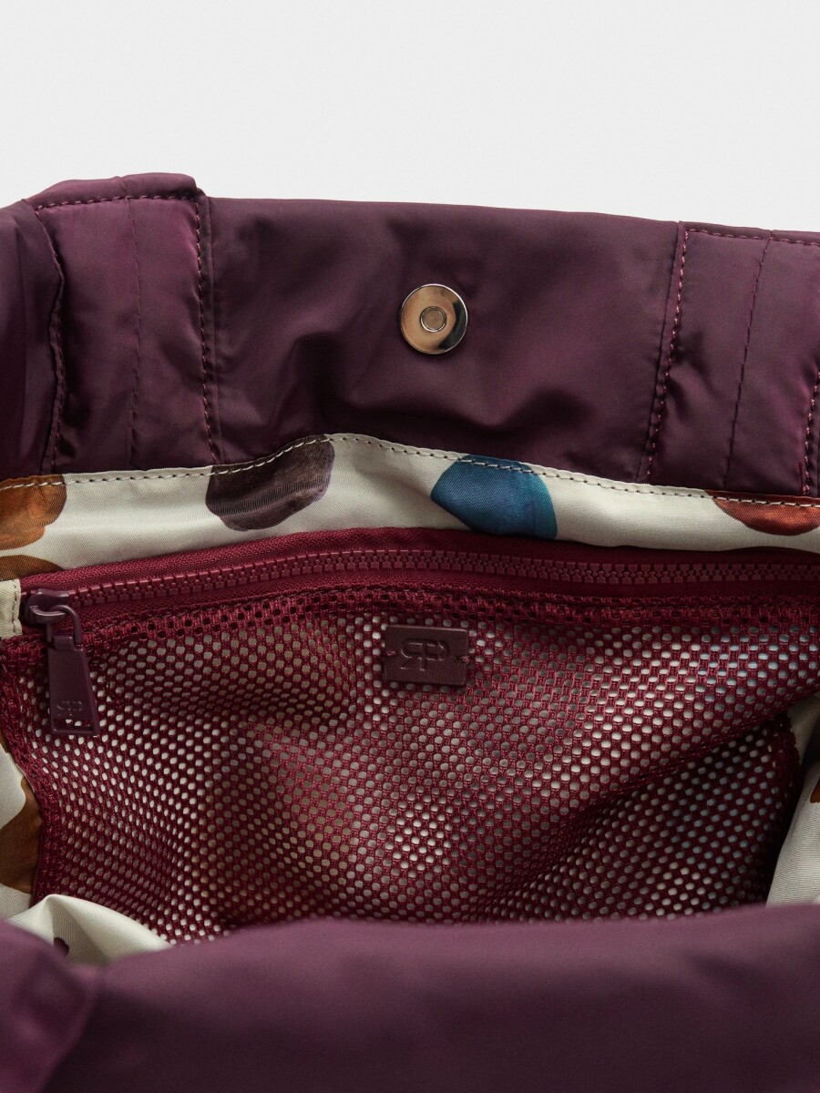 Bolso Shopper De Nylon burdeos