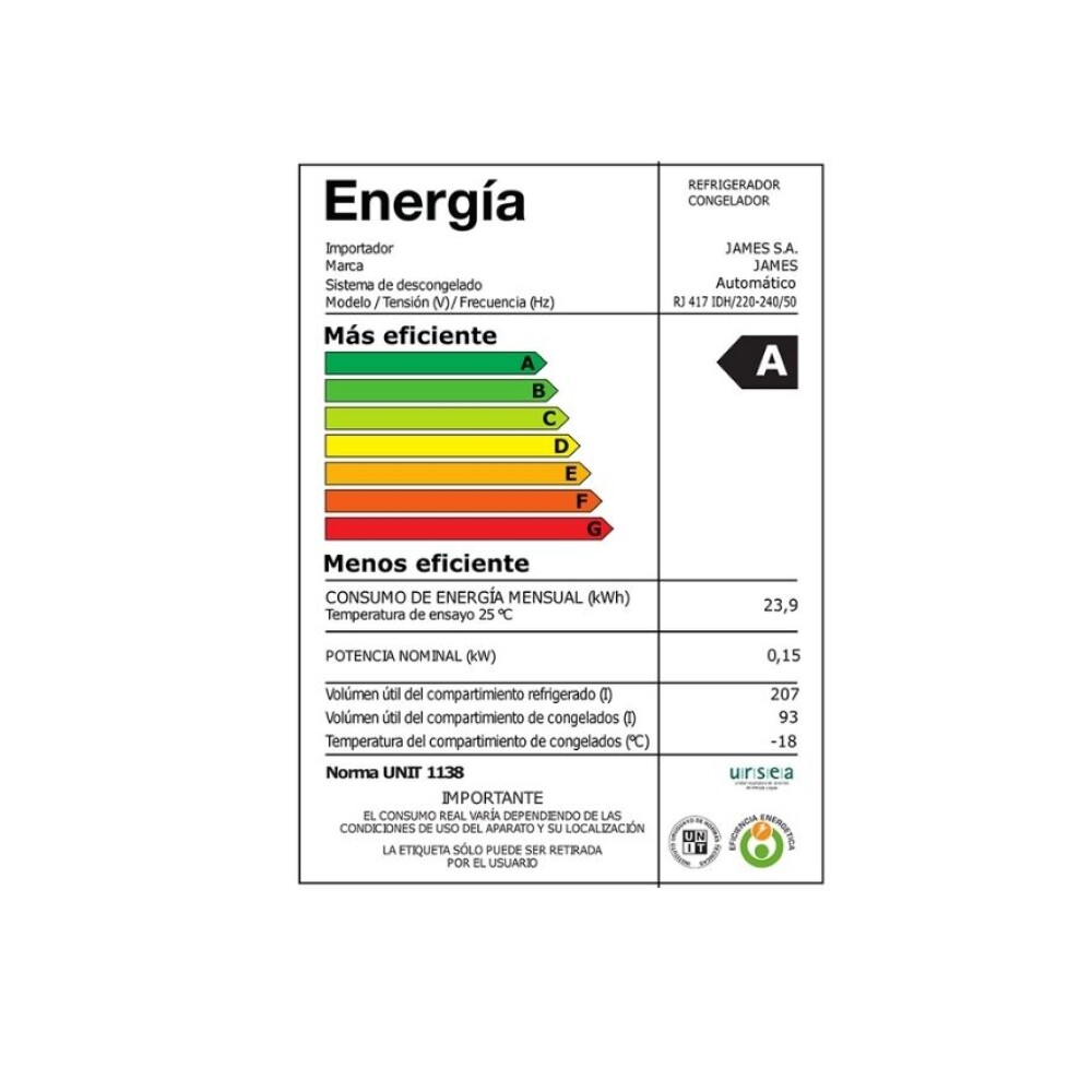Heladera James RJ 417 IDH Heladera James RJ 417 IDH