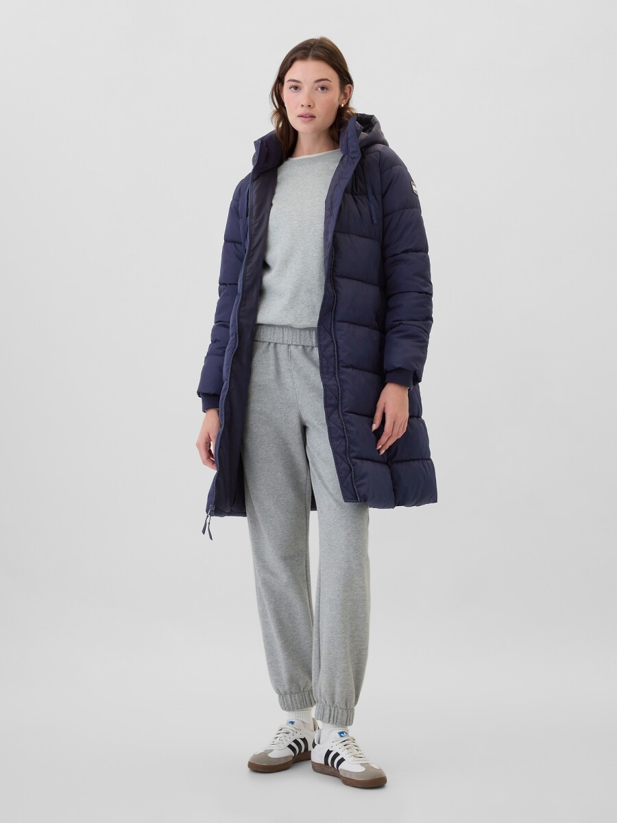 Campera Larga Puffer Logo Gap Mujer - Navy081 