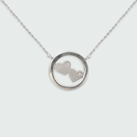 Colgante con cadena Dos corazones de MOON en plata 925 con brillantes Colgante con cadena Dos corazones de MOON en plata 925 con brillantes