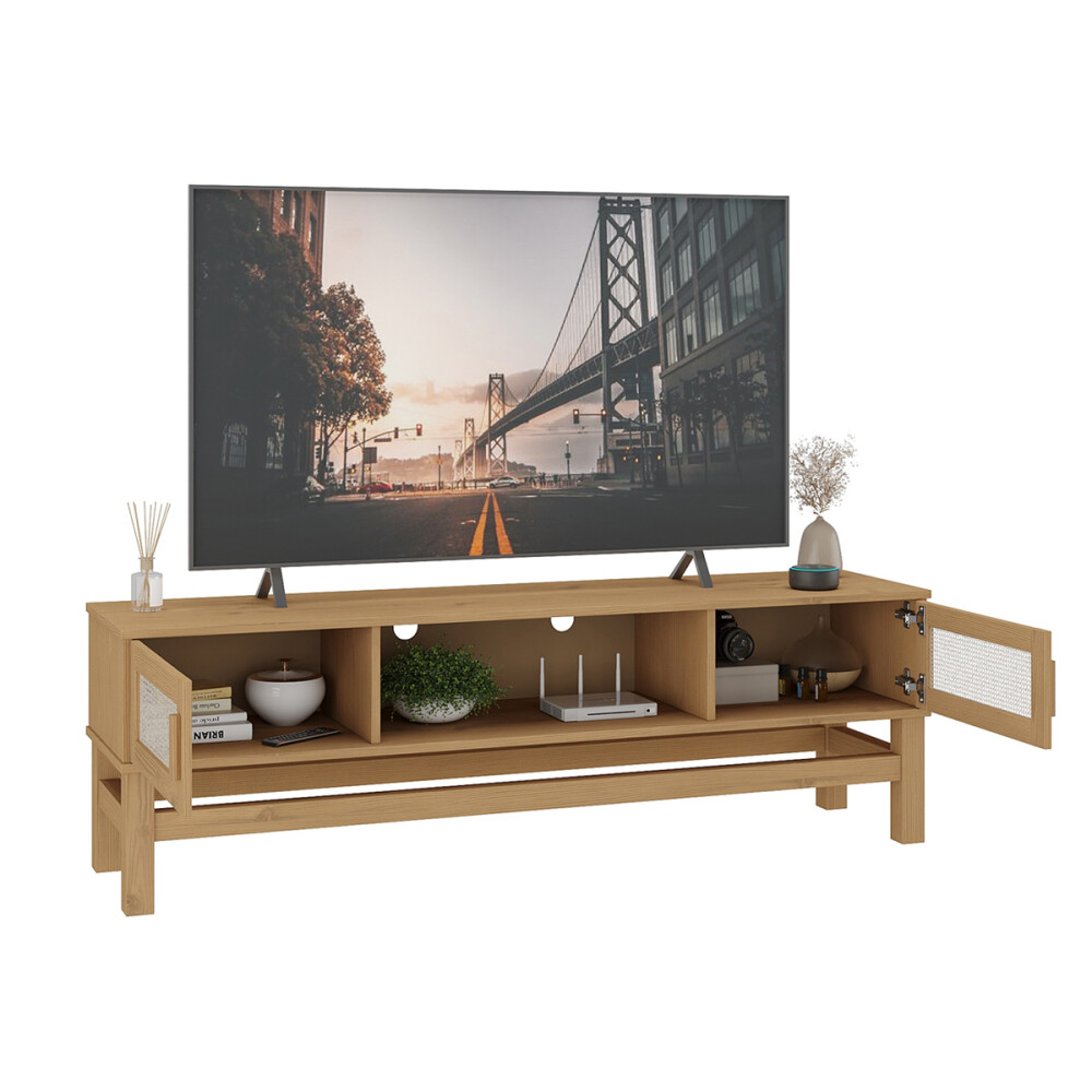 RACK APARADOR PARA TV 2 PUERTAS EN MADERA MACIZA CON RATAN NATURAL RACK APARADOR PARA TV 2 PUERTAS EN MADERA MACIZA CON RATAN NATURAL