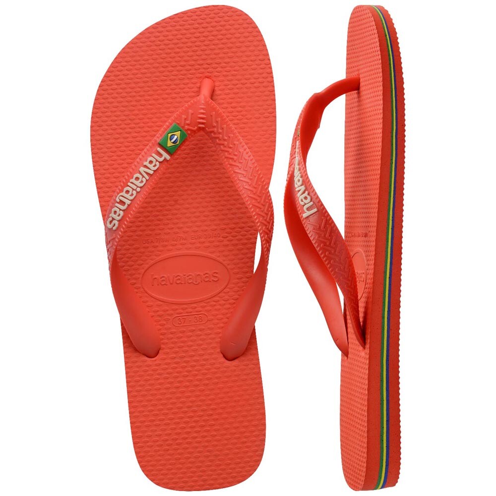 Sandalias Havaianas Brasil Logo Hombre Rojo Rojo