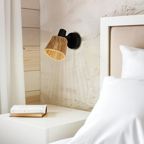 Aplique acero negro E14 c/pantalla de papel EG6160