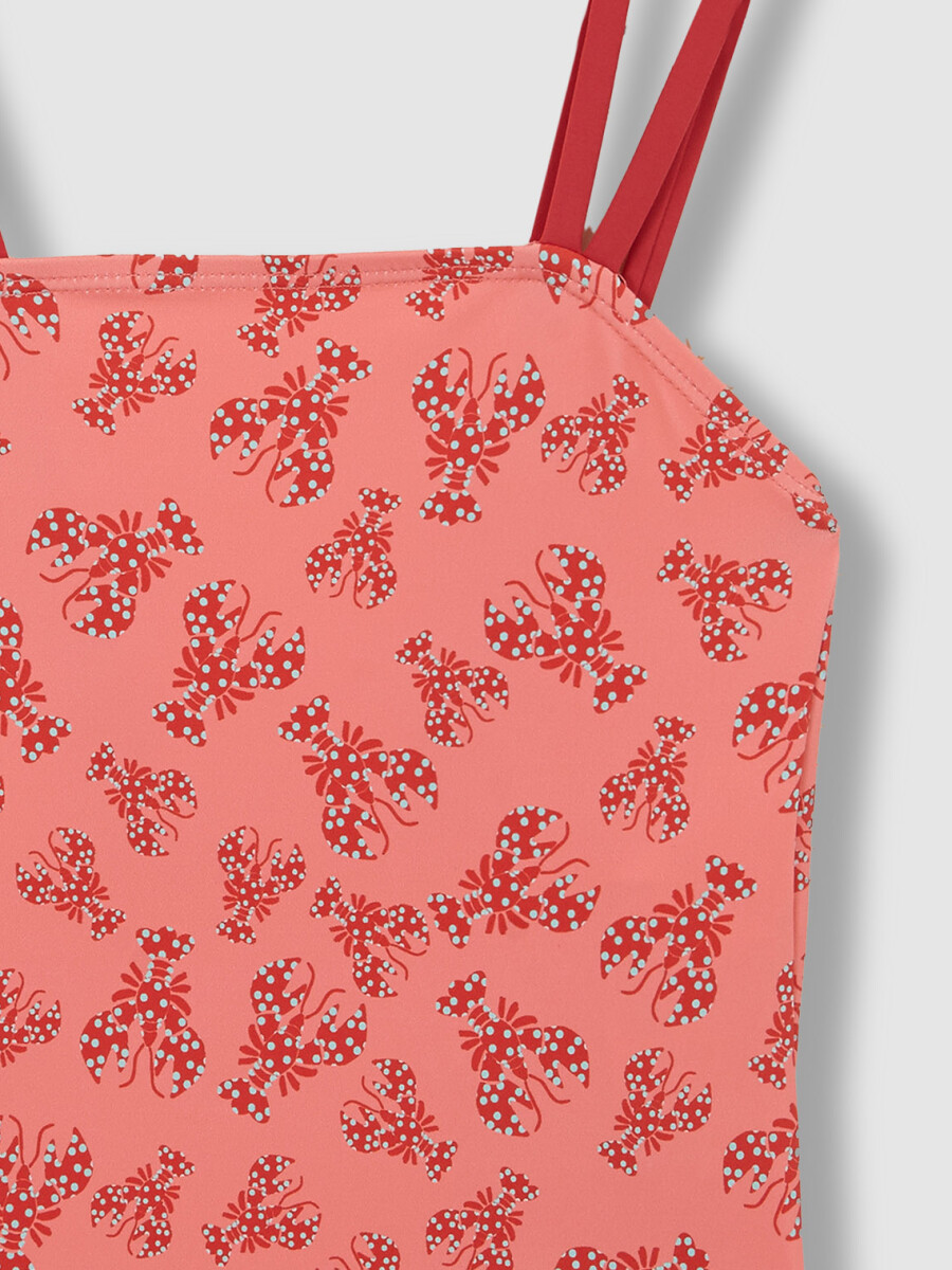 Bañador Con Estampado De Langostas Rosa