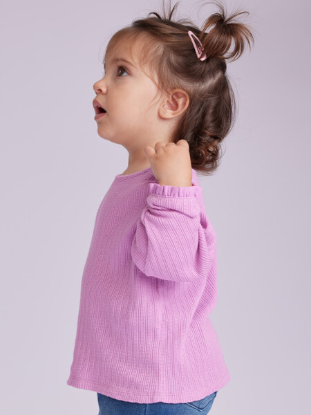 Remera manga larg rib Peonia