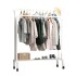 Perchero de Pie Organizador de Ropa Doble Barra con Ganchos y Ruedas Color Blanco Perchero de Pie Organizador de Ropa Doble Barra con Ganchos y Ruedas Color Blanco