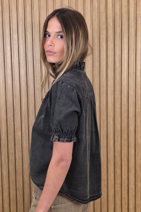 Camisa Flora Denim Negro