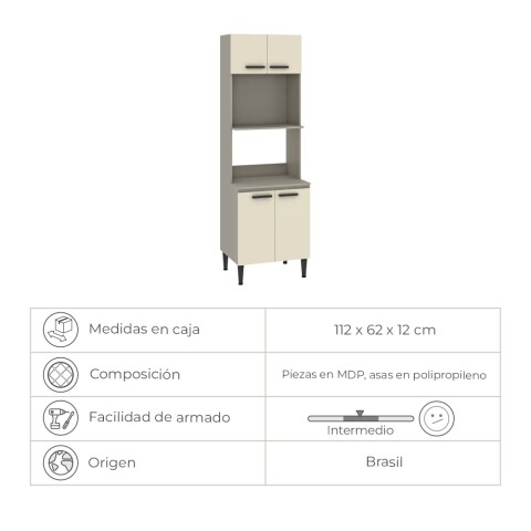 Mueble Multiusos Alacena Cocina 2 Estantes Microondas 4 puertas Múltiples Ambientes Línea Montreal - Champagne Mueble Multiusos Alacena Cocina 2 Estantes Microondas 4 puertas Múltiples Ambientes Línea Montreal - Champagne