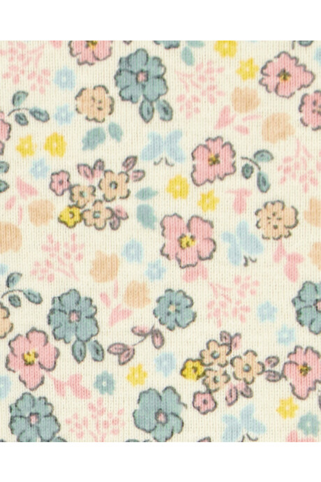Set dos piezas de algodón, pantalón y remera, diseño floral Sin color