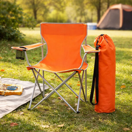 Silla Plegable Infantil 50kg Reforzada Con Portavaso Y Funda Naranja