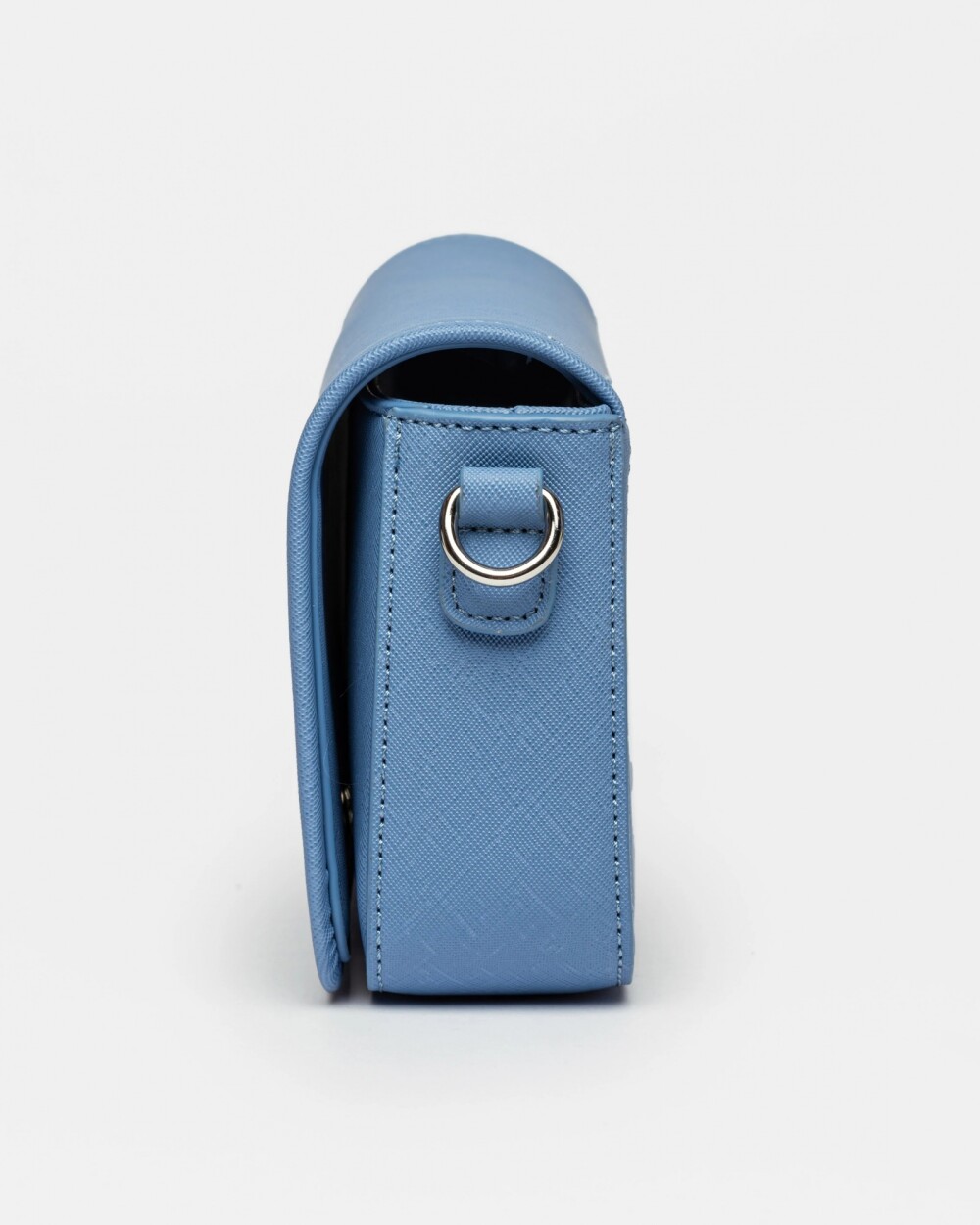 Bandolera The Flap Penny en efecto cuero saffiano Coast Blue