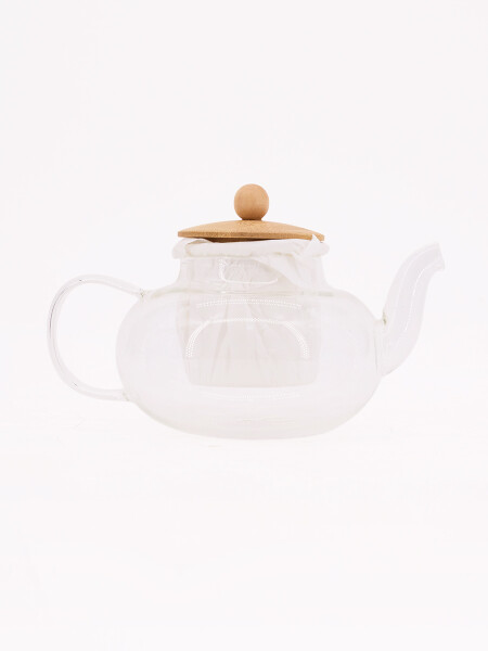 TETERA VIDRIO CON DIFUSOR 500ML MADERA