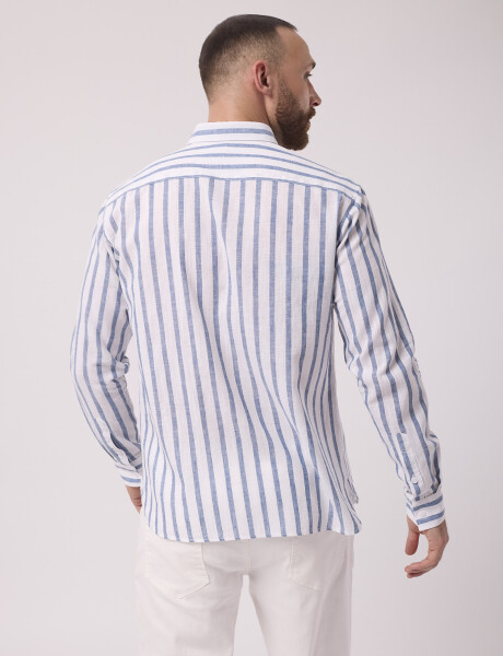 Camisa m/l rayada azul