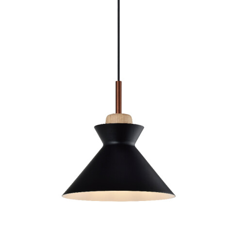 Lámpara colgante cónico de metal negro 1xE27 Ø25cm IX9036