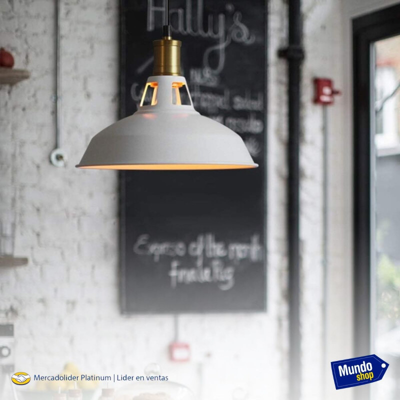 Lampara Colgante De Techo Metal Nordica Blanco Negro Luz Blanco