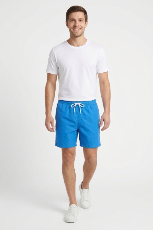 Short de baño liso AZUL