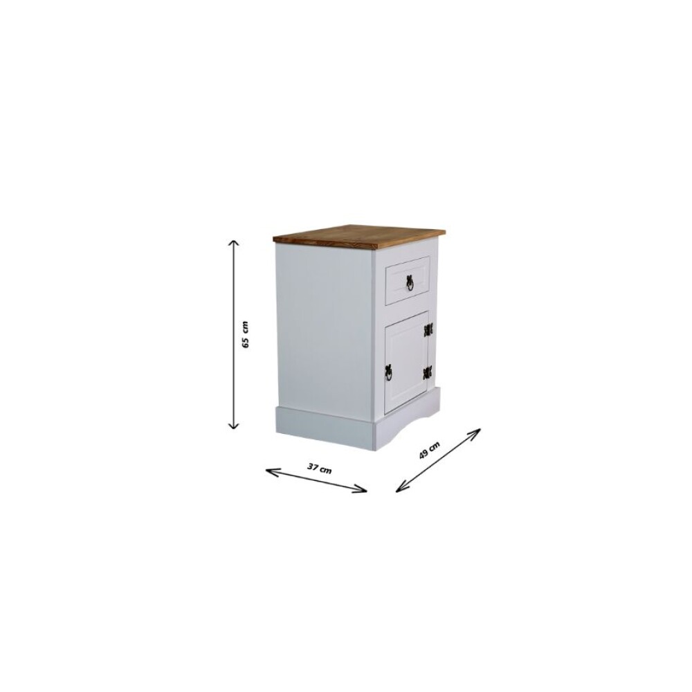 Mesa de luz 1 puerta 1 cajon - Linea mexicana Blanco