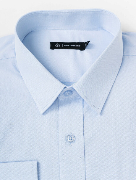 Camisa m/l elastizada slim lisa celeste