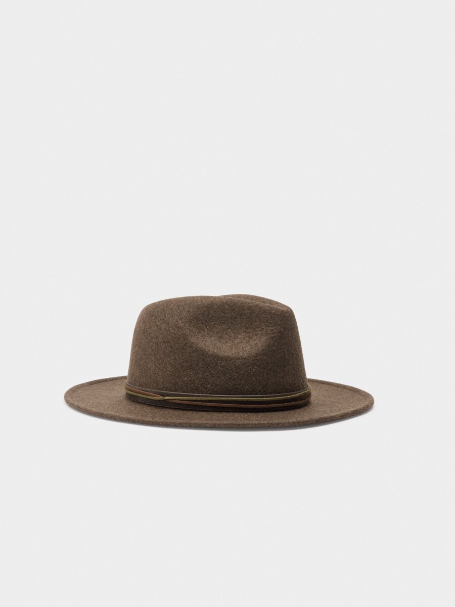 Sombrero De Lana Con Cintas marron