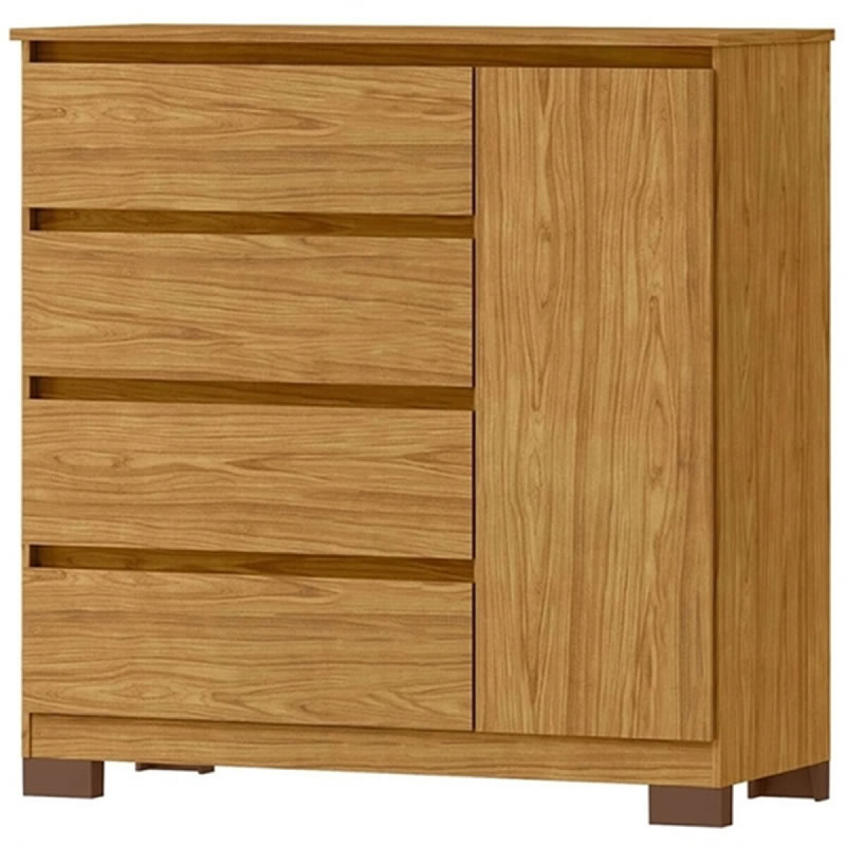 Comoda Cajonera Vega para Dormitorio 4 Cajones con Rieles Telescópicos y 1 Puerta - Marrocos 